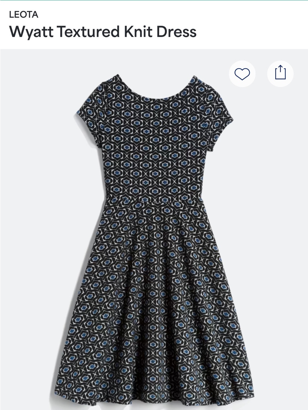 Leota Kids Wyatt Textured Knit Dress - Black & Blue Geo Print